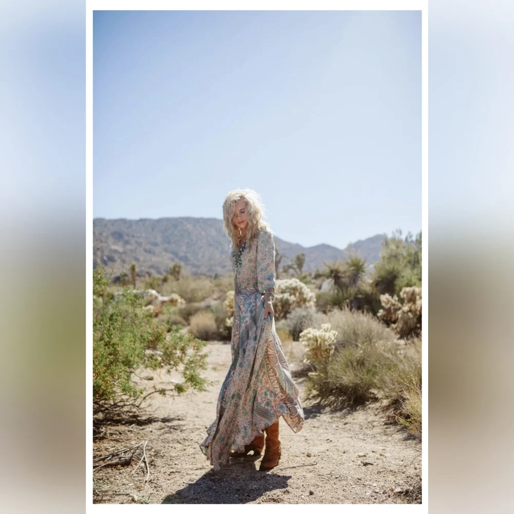 Spell Boho Blossom Gown Maxi Dress Sage Medium Original - Picture 6 of 15